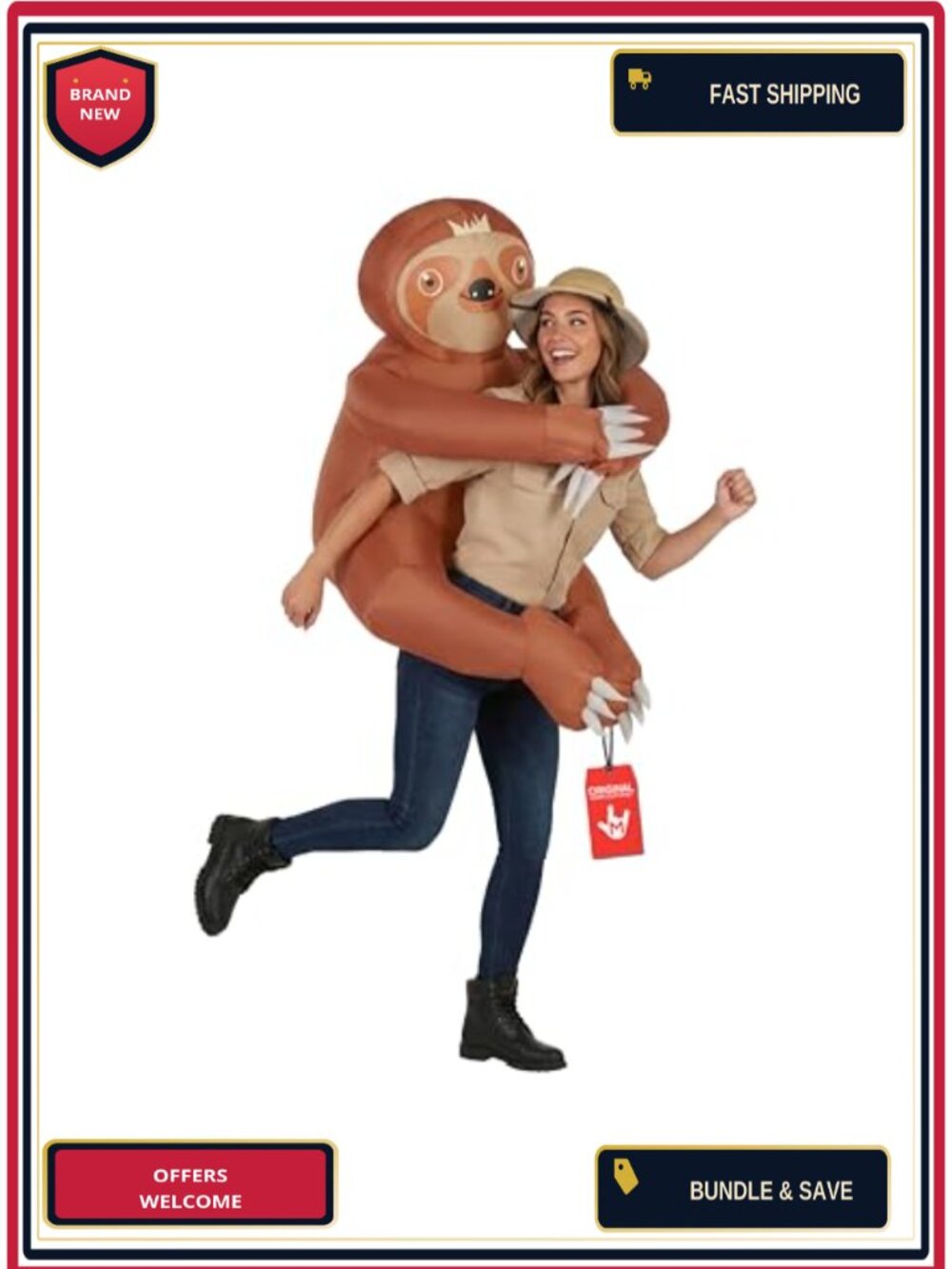 Inflatable Sloth Costume for Adults Funny Blow Up Halloween One Size